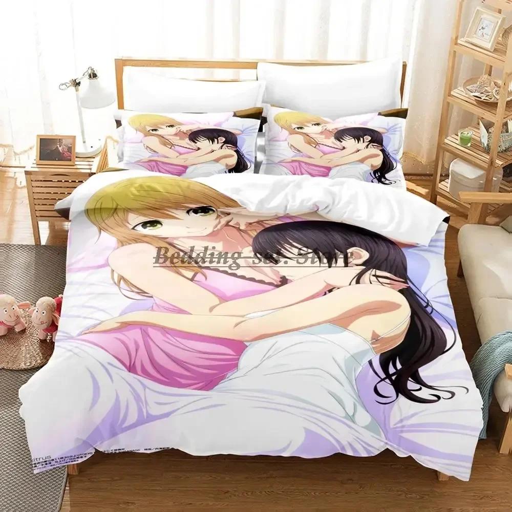 Anime Citrus Bedding Set Single Twin Full Queen King Size Bed Set Aldult Kid Bedroom Duvetcover Sets 3D Anime Bed Sheet Set