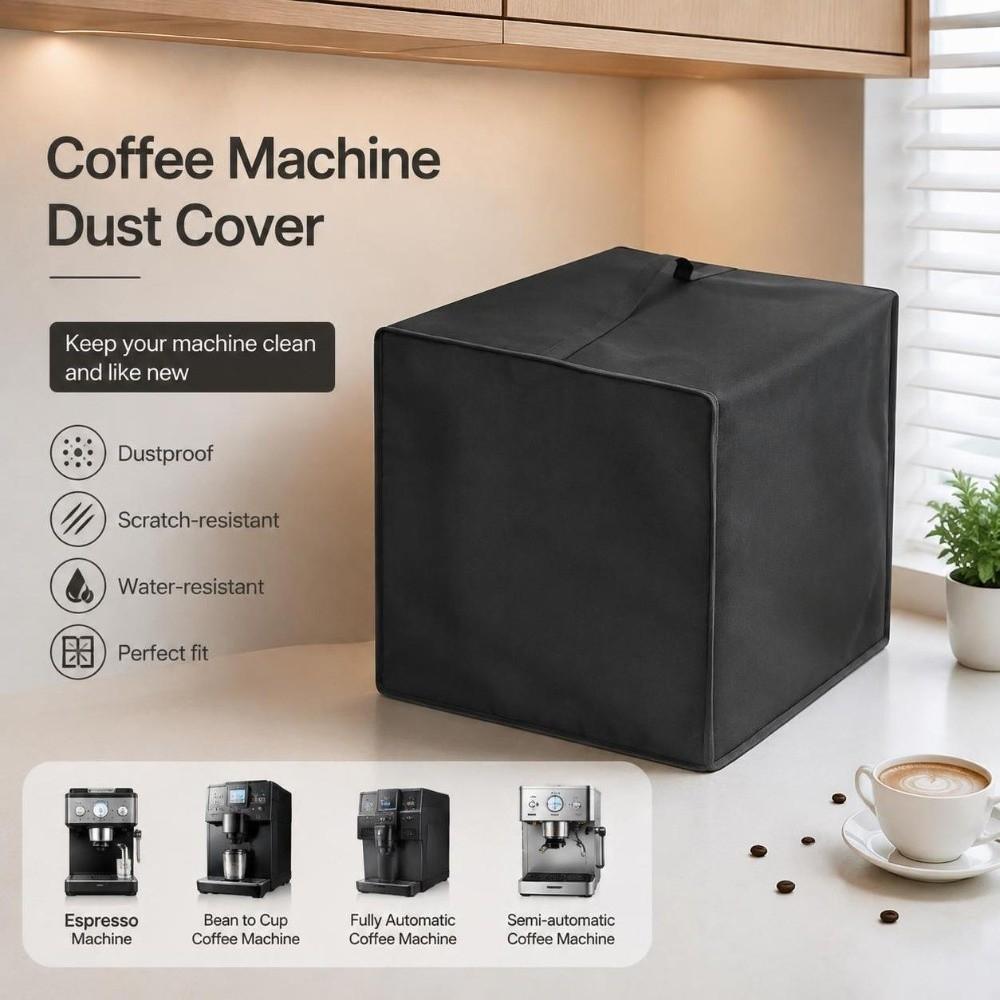 Reusable Espresso Machine Dust Cover Black Coffee Maker Cover Countertop Appliance Protection