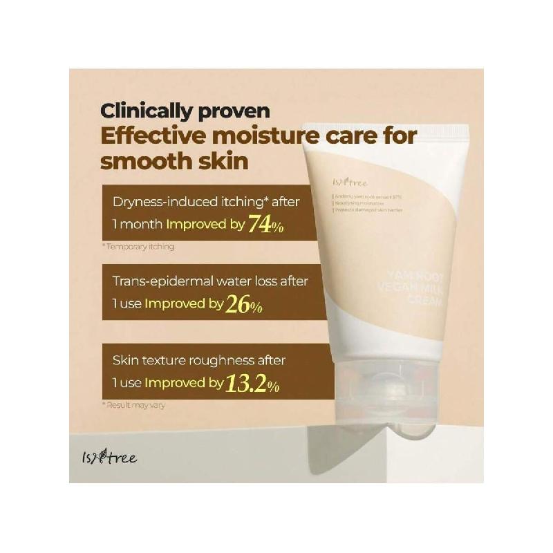 Isntree Крем для лица с веганским молоком из корня ямса 80 мл | Питательный увлажняющий крем | Веганский молочный увлажняющий крем | Корейский уход за кожей