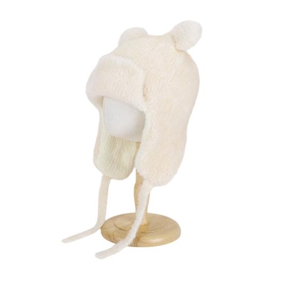 Детская шапка с ветрозащитной веревкой, мультяшная форма медведя, мягкий плюшевый подклад, эластичная теплая шапка, зимний головной убор для мальчиков и девочек