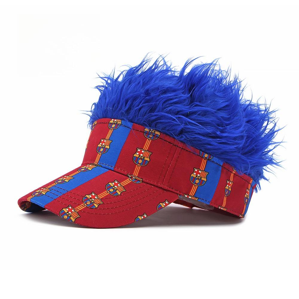 Patriotic Country Flag Visor Cap, Funny Sports Party Hat, Hairy Fan Cap for Fans and Outdoor Events