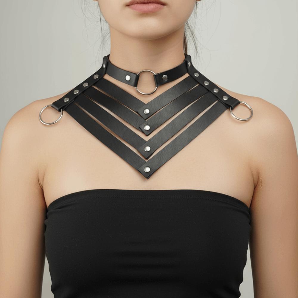 Личность Готический Воротник Ожерелье Элегантный Клепаный Ключичный Воротник Кожаный Ремень Панк Чокер Женский