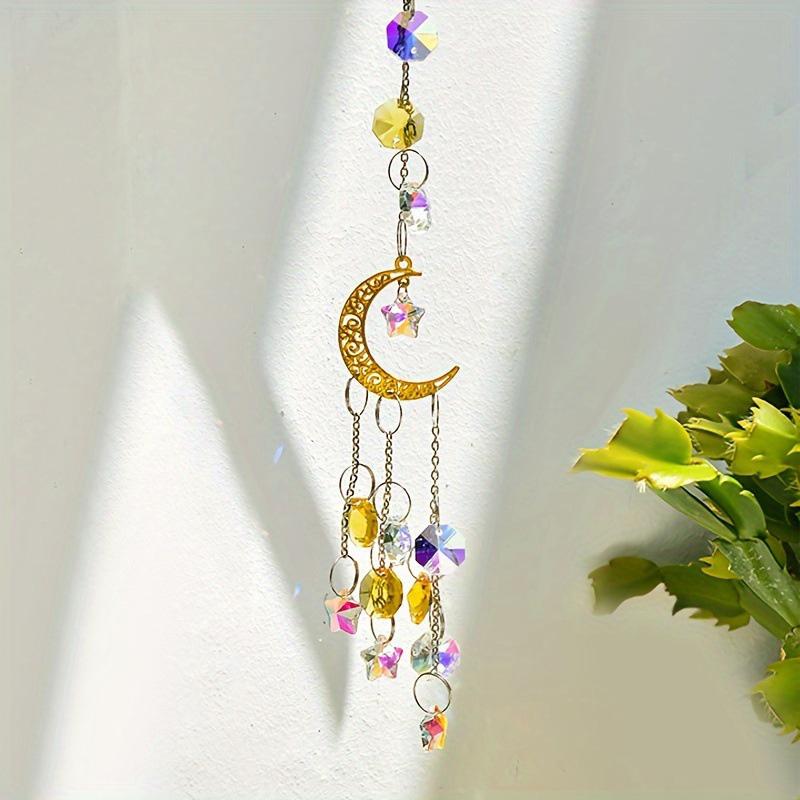 Crystal Wind Chime Rainbow Maker Sun Catcher Star Moon Sun Shape Home Garden Courtyard Hanging Wind Chime Festival Decoration