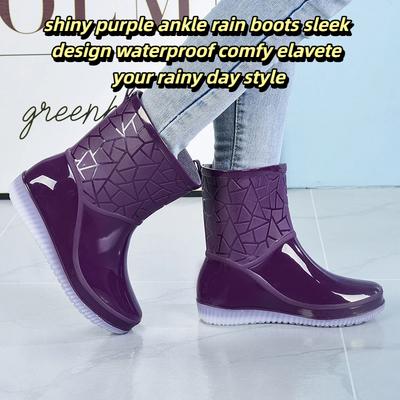 Женская мода Повседневная Уличная Водонепроницаемая Противоскользящая Износостойкая Толстая Дождевая Обувь Резиновая Обувь