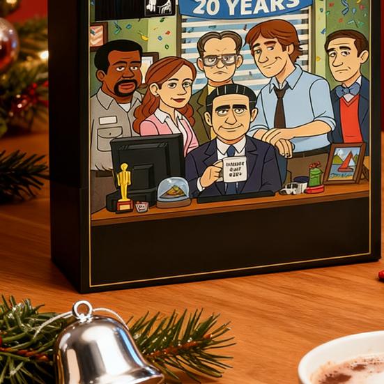 Офис 20-летний юбилей Адвент-календарь 2025 24 дня Акриловое украшение с темами телешоу Рождественский декор для обратного отсчета для фанатов и коллекционеров