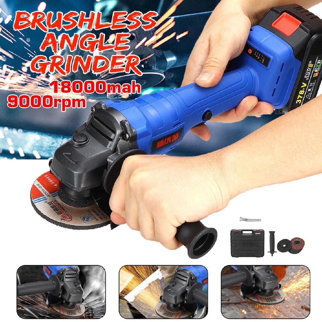 9000RPM Brushless Cordless Electric Angle Grinder Polishing Machine Angle Grinder Cutting Tool Black