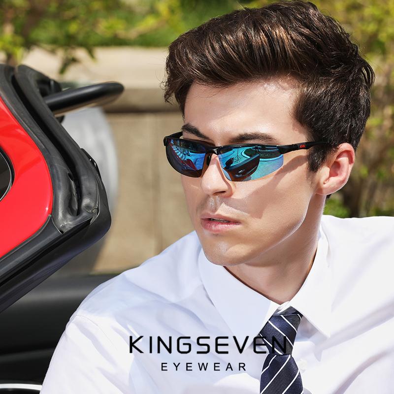 Kingseven Поляризованные мужские алюминиевые солнцезащитные очки серии Driving, синие зеркальные линзы, мужские солнцезащитные очки, авиационные женские и мужские очки 9121