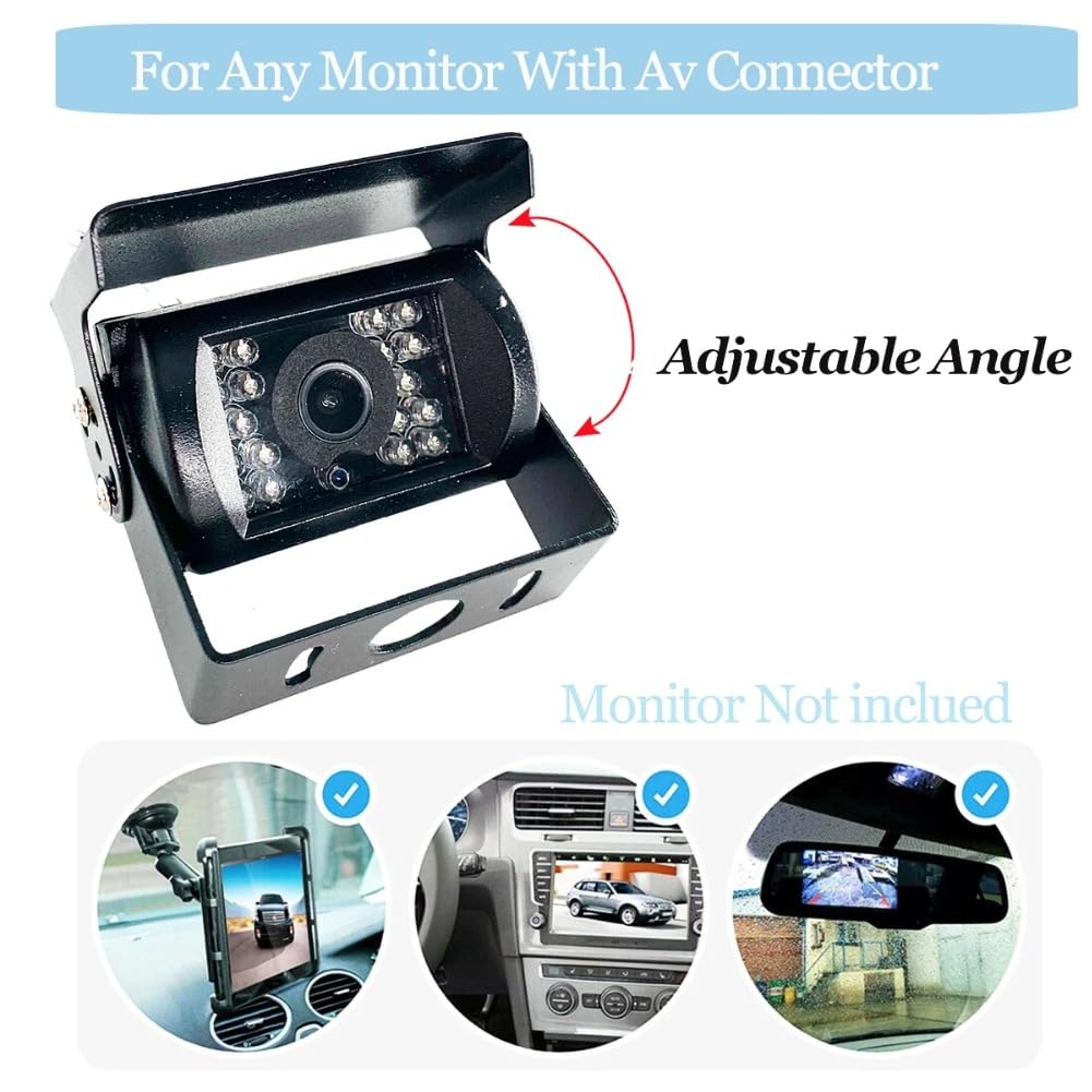 120° Rear View Camera 18 LED IP68 Waterproof Night Vision 24V Universal Car Truck Bus