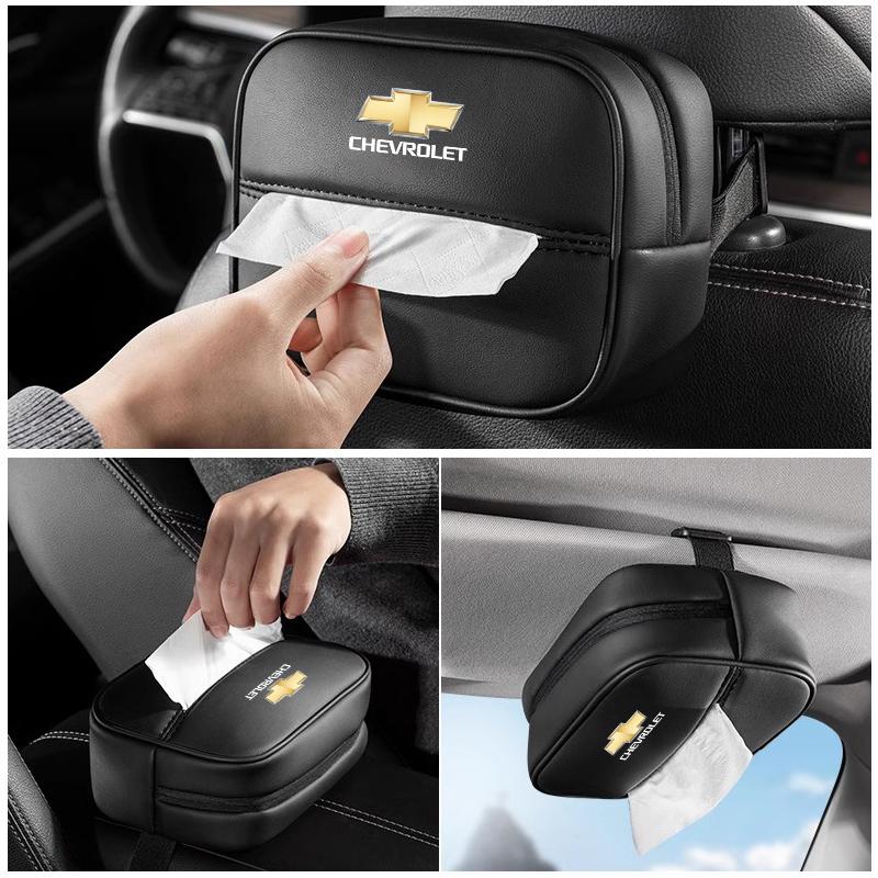GSVWY1 PU Leather Car Tissue Box Armrest Paper Towel Storage Bag For Chevrolet Cruze Malibu Colorado Suburban Equinox Blazer Trax Bolt