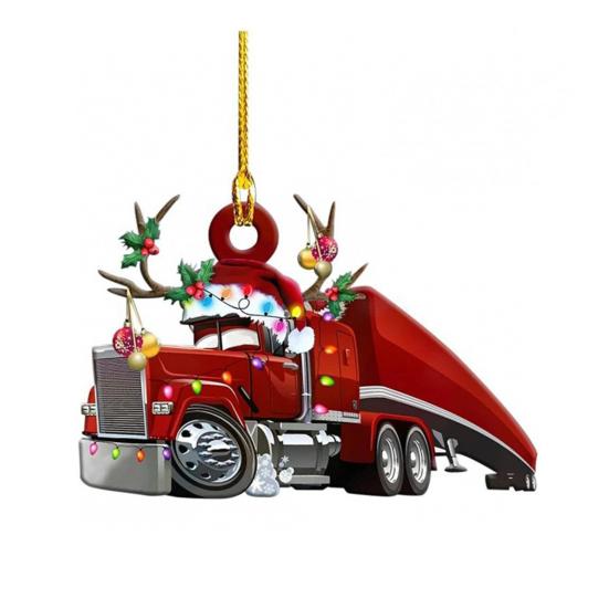 Christmas Vehicle Ornament Acrylic Truck Tractor Airplane Christmas Tree Ornament for Holiday Party Decoration