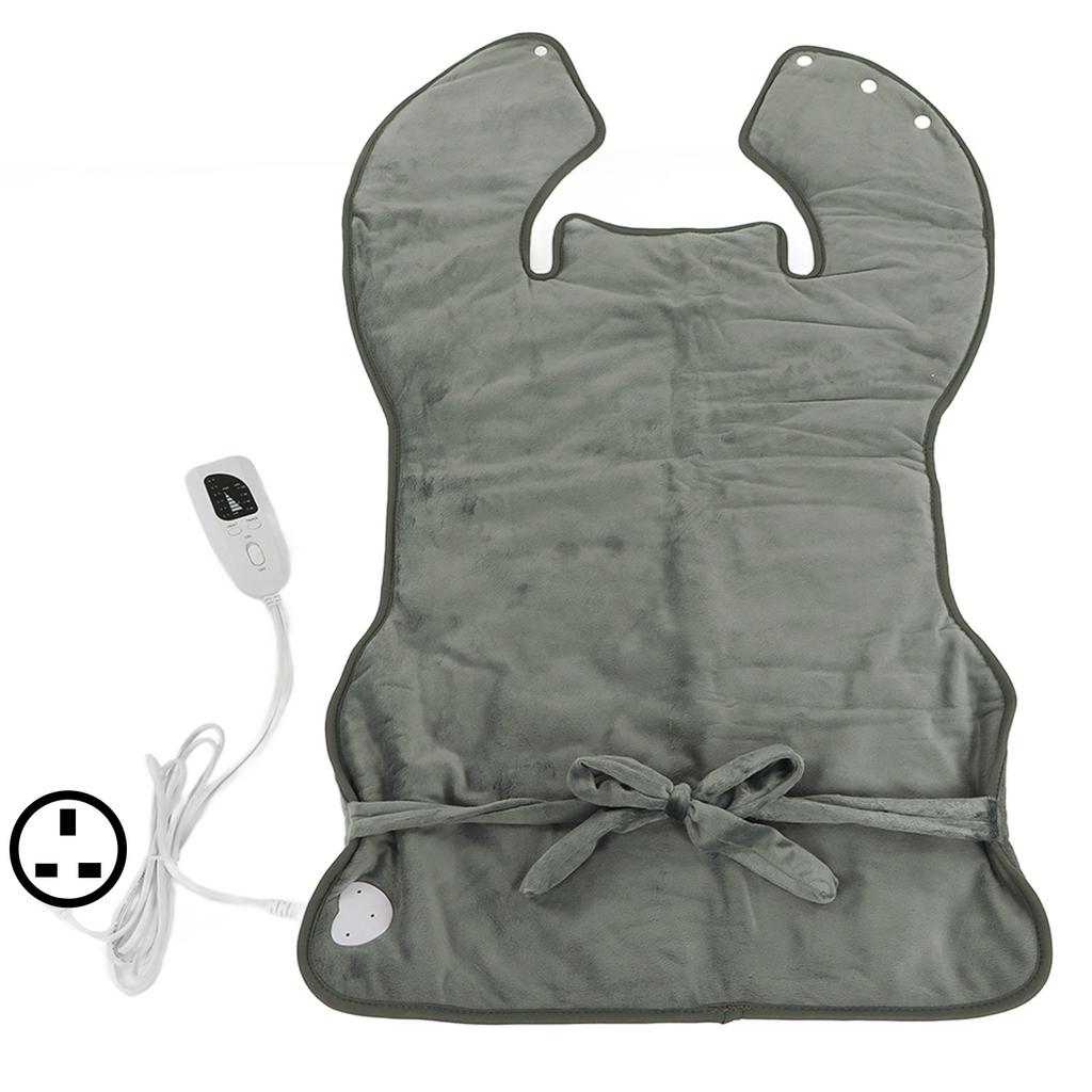 Back Heating Pad Dark Grey Soft Plush Hands Free Design Ergonomic Neck Outline 6 Temperature