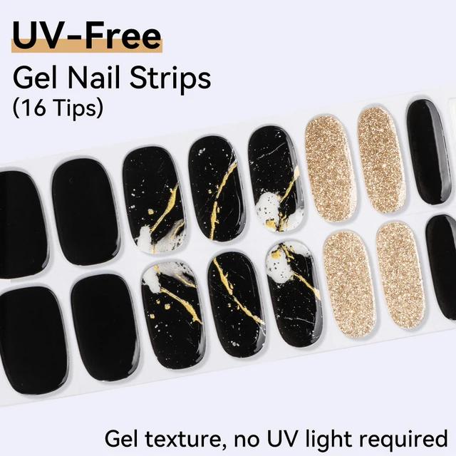 16Tips Non-toxic Gel Nail Strips Full Cover Shining Cherry Design Baking-Free DIY Self-Adhesive Manicure Decoration Nail Art