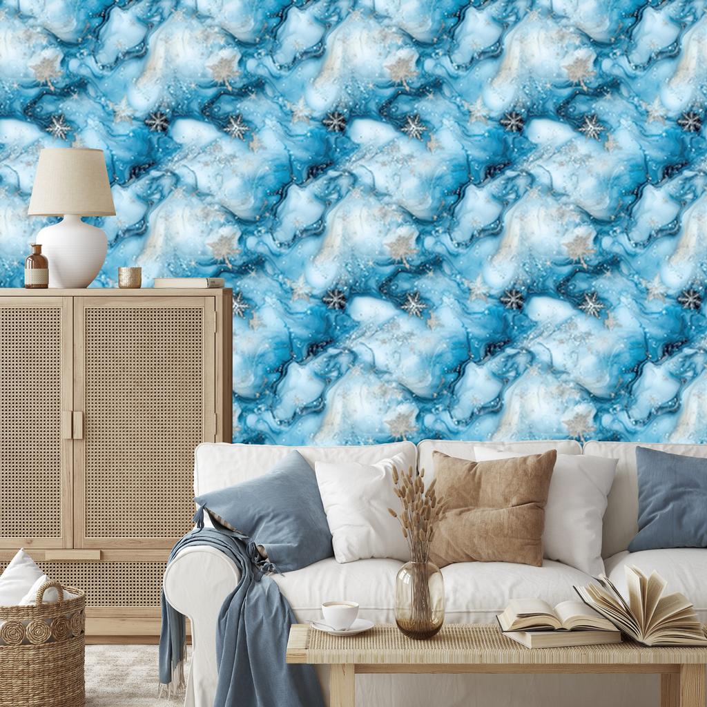 Ink Wallpaper Turquoise, Celadon and Azure for Living Room and Bedroom 50x1000