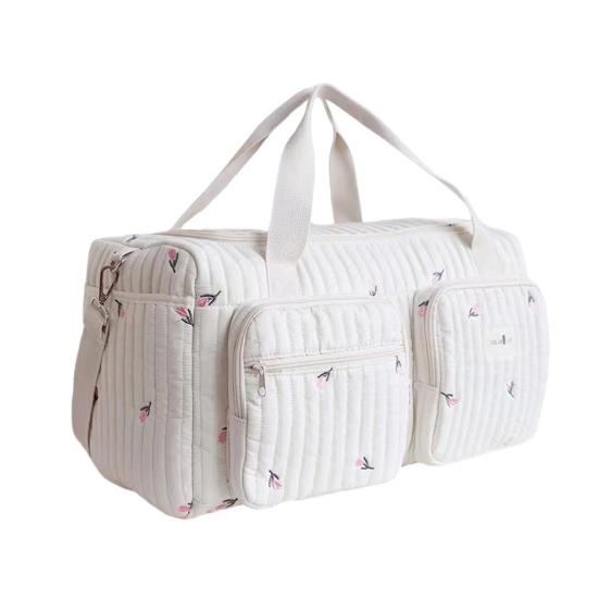 Сумка для подгузников Стеганая Легкая Большая Вместимость Узор с Медвежонком Мамина Сумка с Мягкими Плечевыми Ремнями Верхняя Ручка Просторный Органайзер