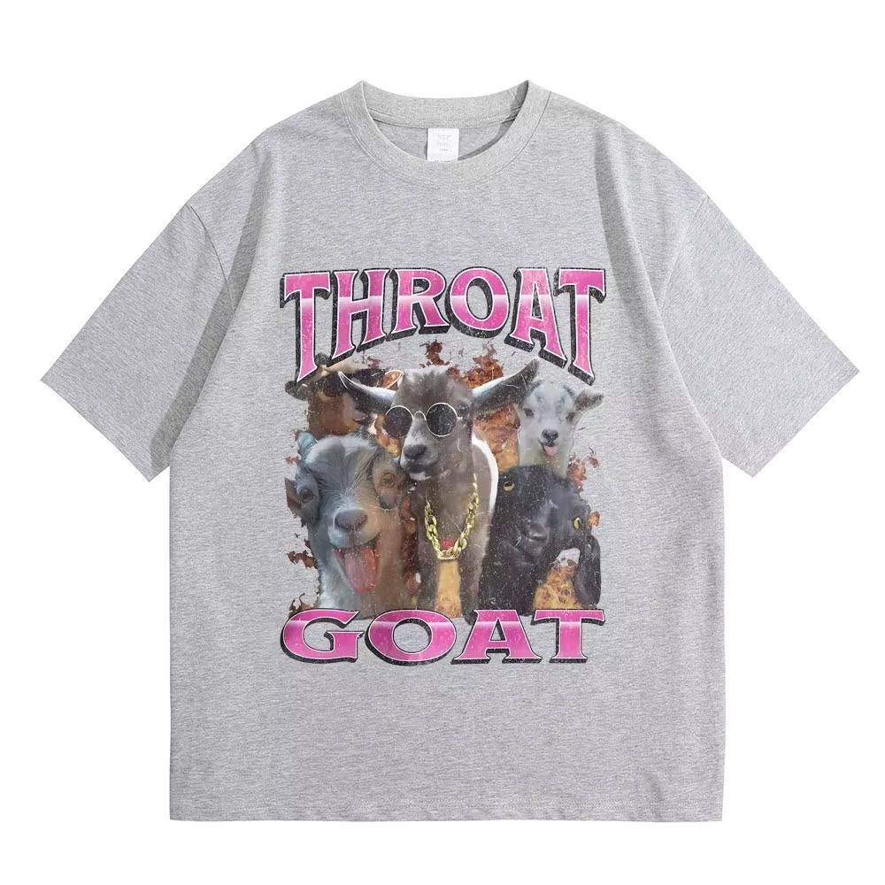 Funny Throat Goat Graphic Print Tshirt Male Fashion Oversized Streetwear Unisex Unisex Casual High Quality Pure Cotton Short Sleeve