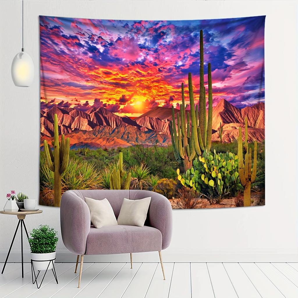 VIKAMA Desert Cactus Sunset Cloud Tapestry psychedelic Natural Landscape Tapestry Wall Hanging Living Room Bedroom Wall Decor