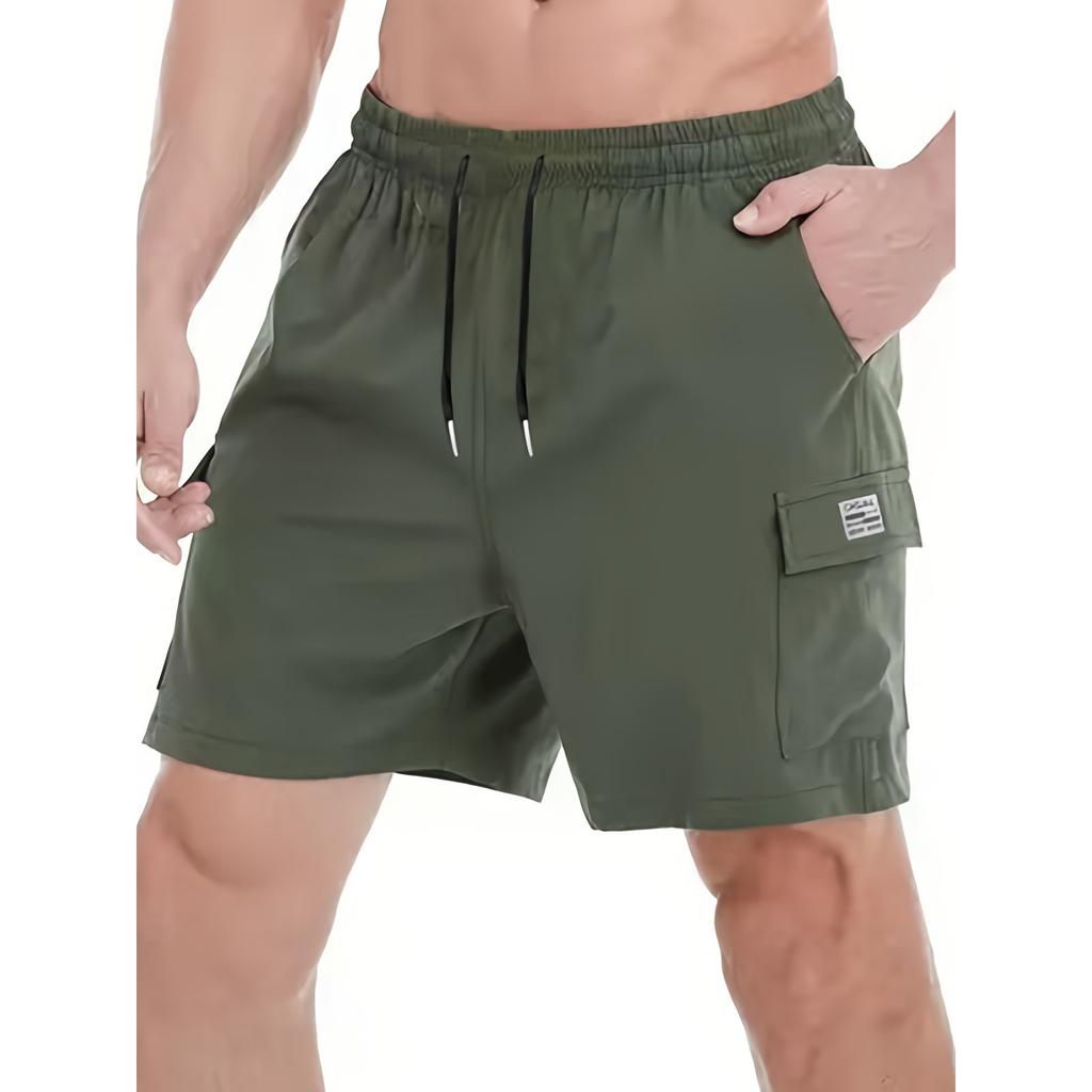 Men's Elastic Waist Lightweight Breathable Casual Sports Shorts with Side Pockets and Adjustable Drawstring for Outdoor Activities