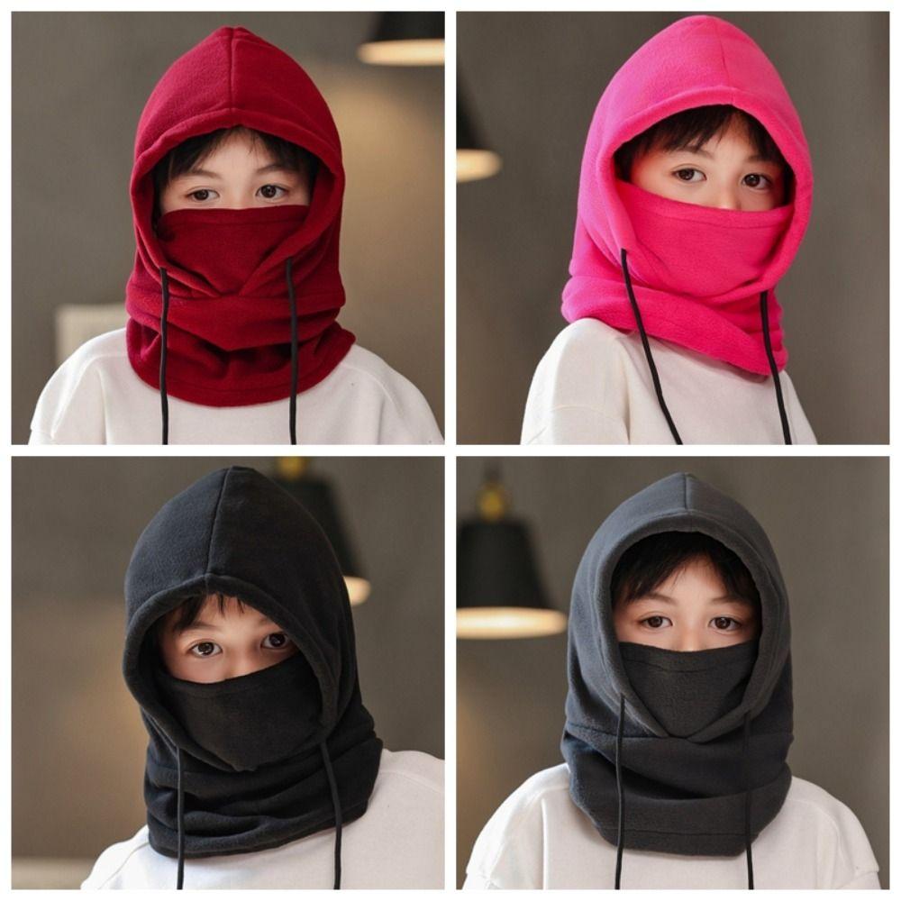 Polar Fleece Children Balaclava Hat Thick Hike Cycling Cap Soft Helmet Hat Boys