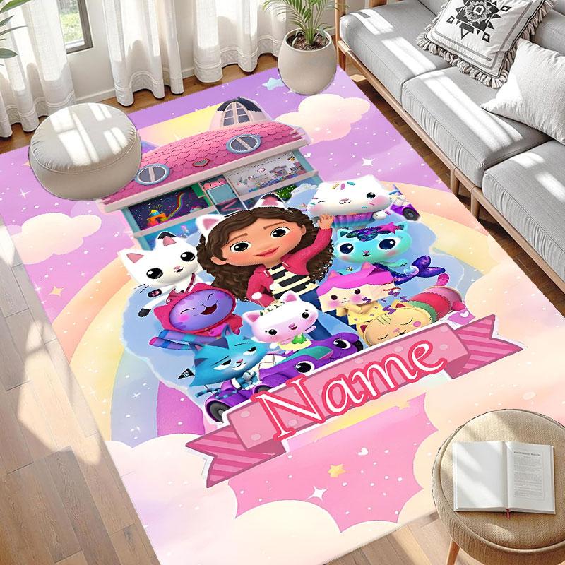Custom Name Personalized Gabby's Dollhouse Print Carpet, Versatile Home Decor Rug, for Playroom, Apartment, Balcony, Entryway, Hallway Gift