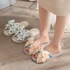 Elegant Home Linen Slippers Breathable Sandal Slippers Female Summer Indoor Fabric Slippers Love Bow Comfortable Slippers Home Shoes Slippers Pink