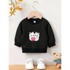 Kids Crewneck Sweatshirt, Cartoon Family of Three Kittens Graphic Print, Spring Autumn Casual Tops