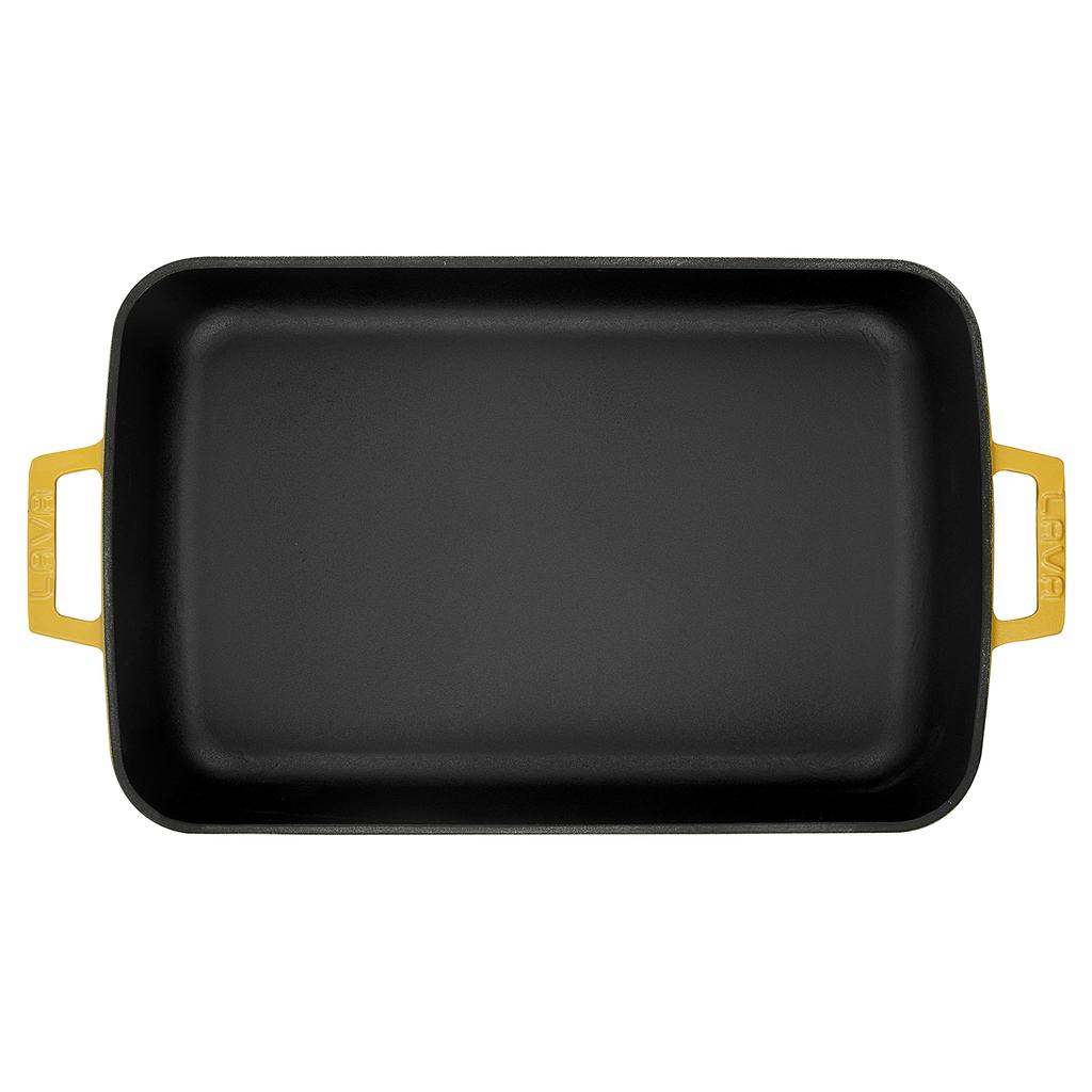 Lava Cast Iron Rectangle Spring Series Roaster. Dual Handle,  26X40cm.