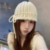 Вязаная шапка с бантом в корейском стиле, универсальная шапка без полей, индивидуальная вязаная крючком шапка-пуловер, весна