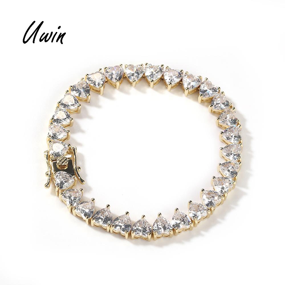 New Heart Shaped CZ Tennis Chain Bling Delicate Bracelet Women Men Iced Out Bling Jewelry