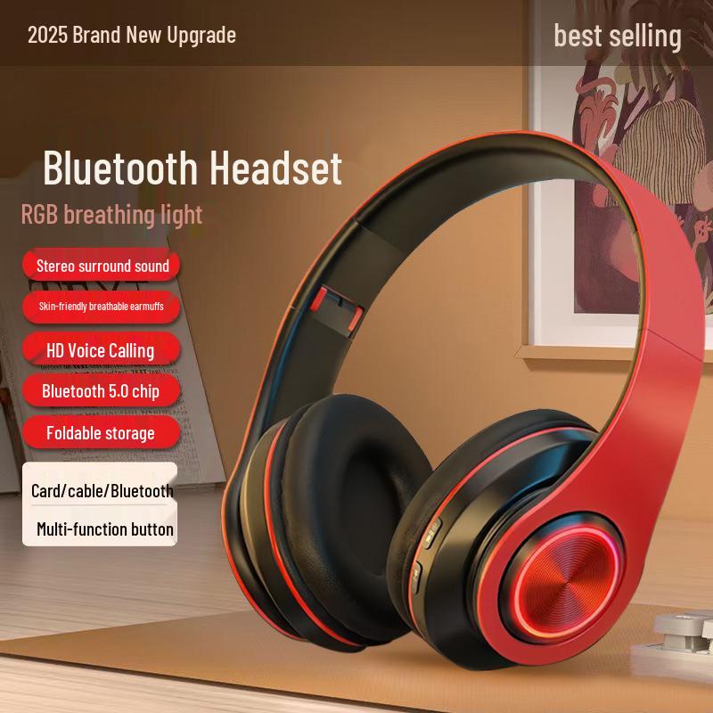 B39 Over-Ear Bluetooth Headphones: Cool Light Effects, Card Slot, Excellent Sound Quality for Male and Female Students