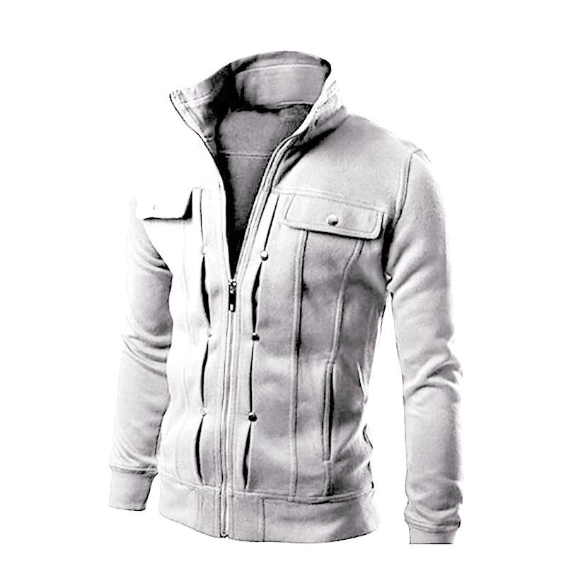 Мужская толстовка с несколькими пуговицами, декоративные толстовки, мужские толстовки с воротником-стойкой на молнии, белая, серая, черная одежда