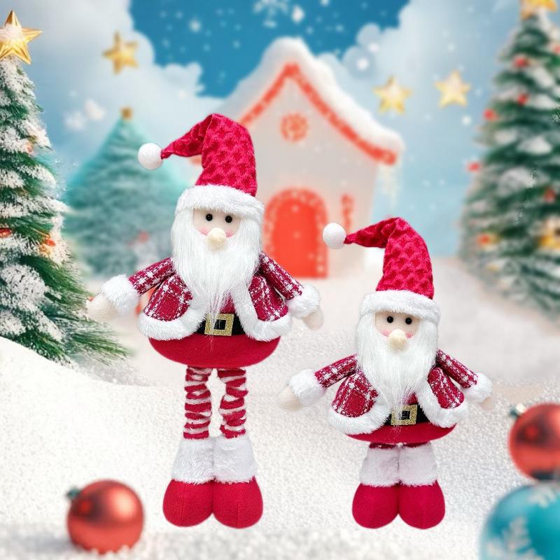 Телескопические плюшевые рождественские украшения: Снеговик, Олень, Санта со Шарфом
