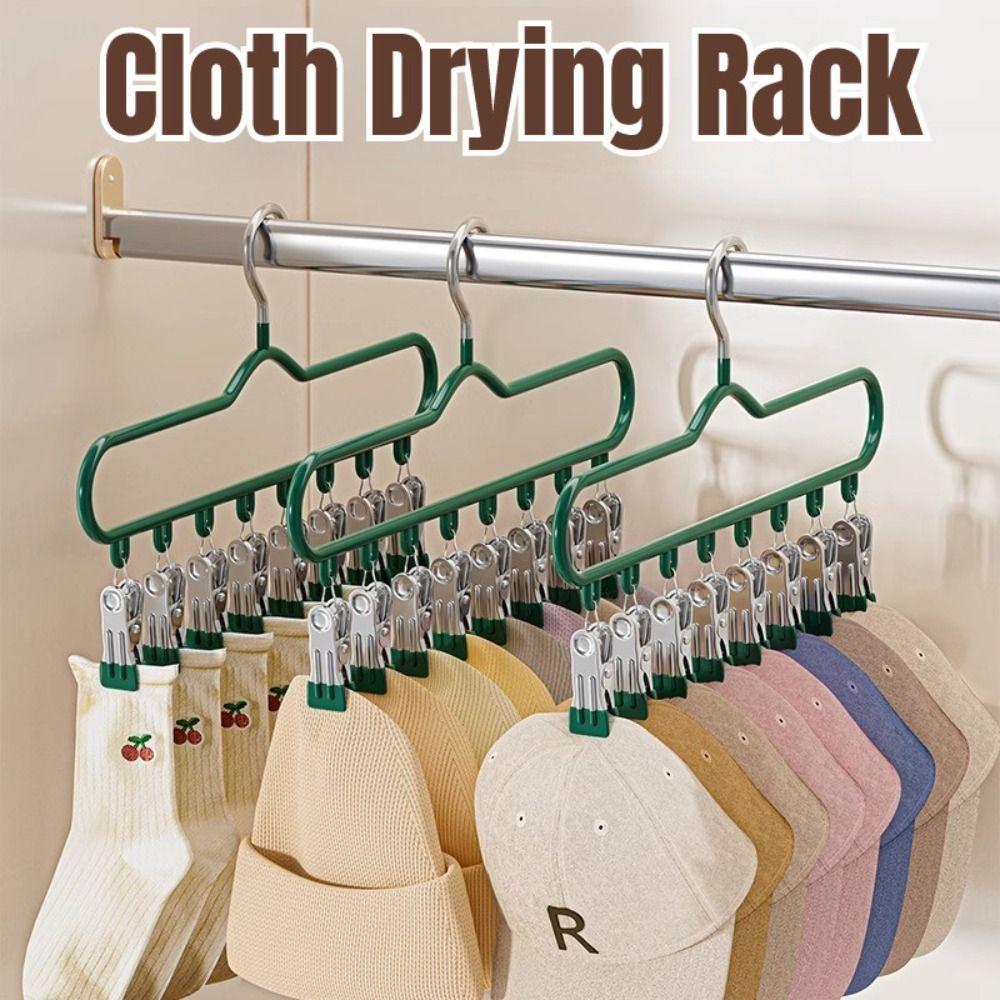 8 Clips Clothes Drying Rack Stainless Steel Hat Rack New Socks Underwear Clips for Home Dormitory