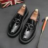 Men's Shoes Autumn and Winter Platform Leather Shoes Men's Loafers Japanese Glossy One-pedal Business Single Shoes