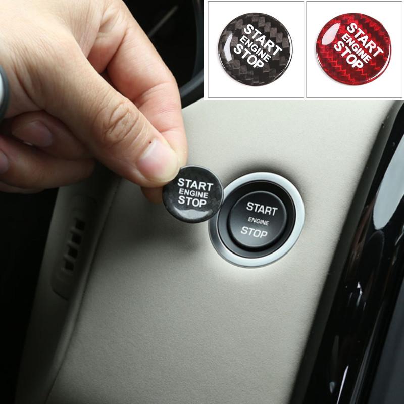 Car Carbon Fiber Engine Start Stop Switch Button Cover For Land Rover Discovery Sport Discovery 5 Range Rover