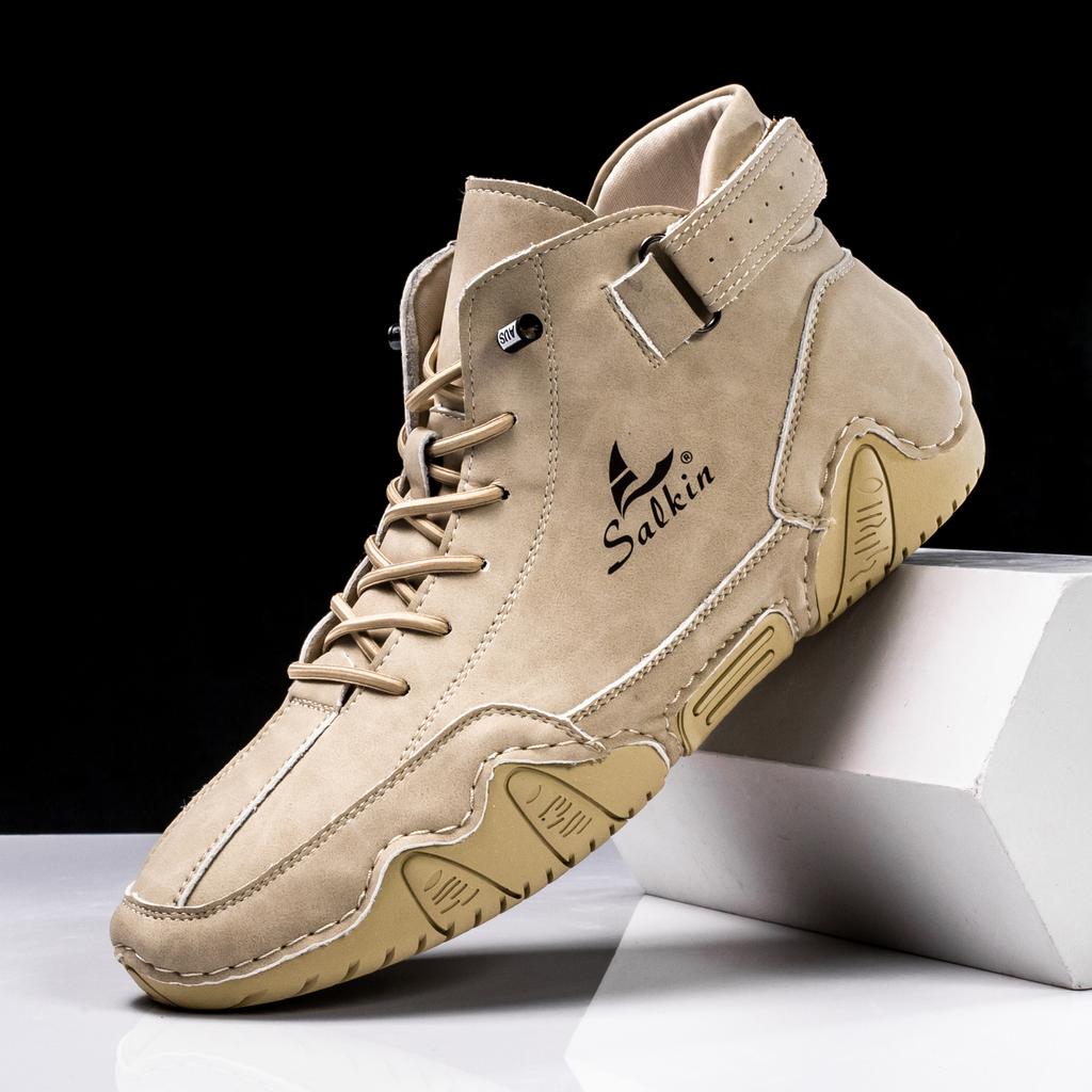 Новые мужские ботинки-кроссовки ручной работы, мужские, для улицы, повседневные, кожаные, мужские кроссовки, ботильоны, для треккинга, осенние, дышащие, горячая распродажа