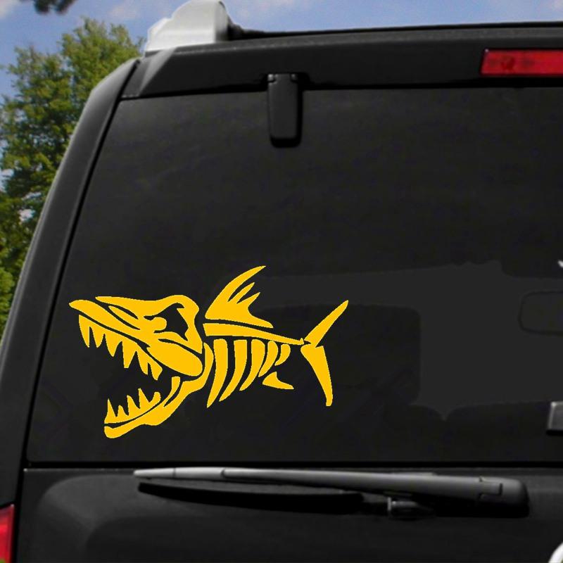 Tri Mishki HZX1515 Shark Bone Car Sticker Vinyl Decals Reflective Fishing Boat Sticker On Car Motorcycle Truck Bumper Windshield