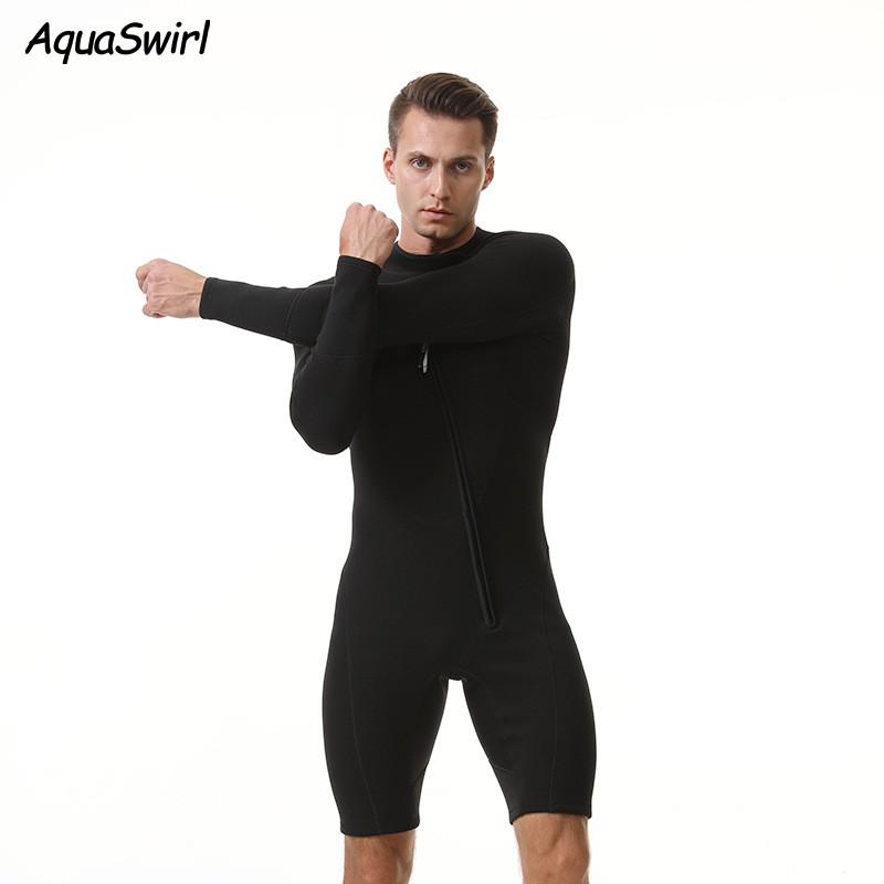 2mm Mens Full Wetsuit With Long Sleeves Shorts Snorkeling Surfing Swimming Warm UV Protection Chloroprene