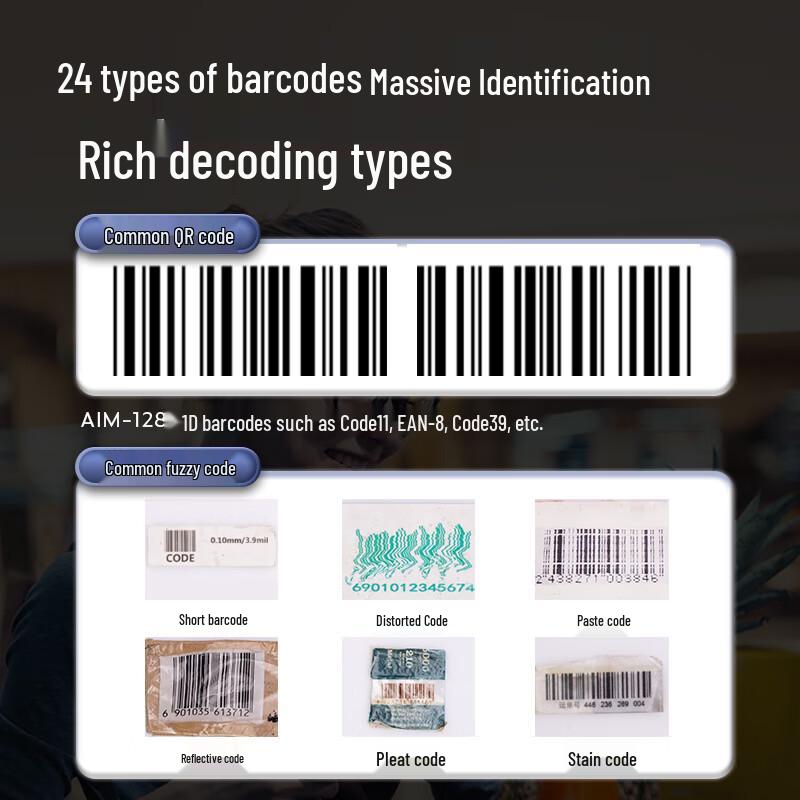 Беспроводной 1D Bluetooth сканер штрих-кодов Deli