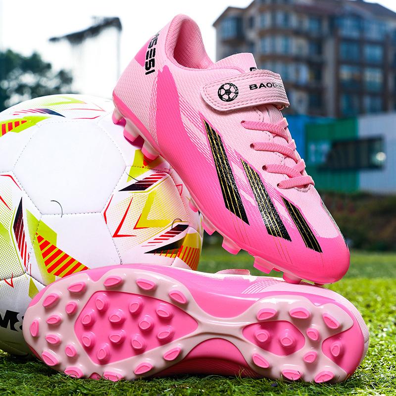 Детские футбольные бутсы Четыре сезона Кожа Липучка Износостойкие Ударопрочные Длинные шипы Кроссовки для бега