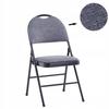 Gray metal upholstered folding chair with handle for office and home