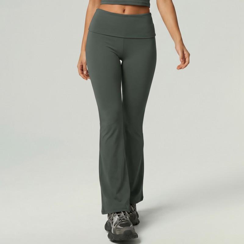 Quick-Dry Yoga Set Women: Short Sleeve Top Flared Leggings High-Waist Tummy Control Butt Lifting Seamless Bare-Skin Feel