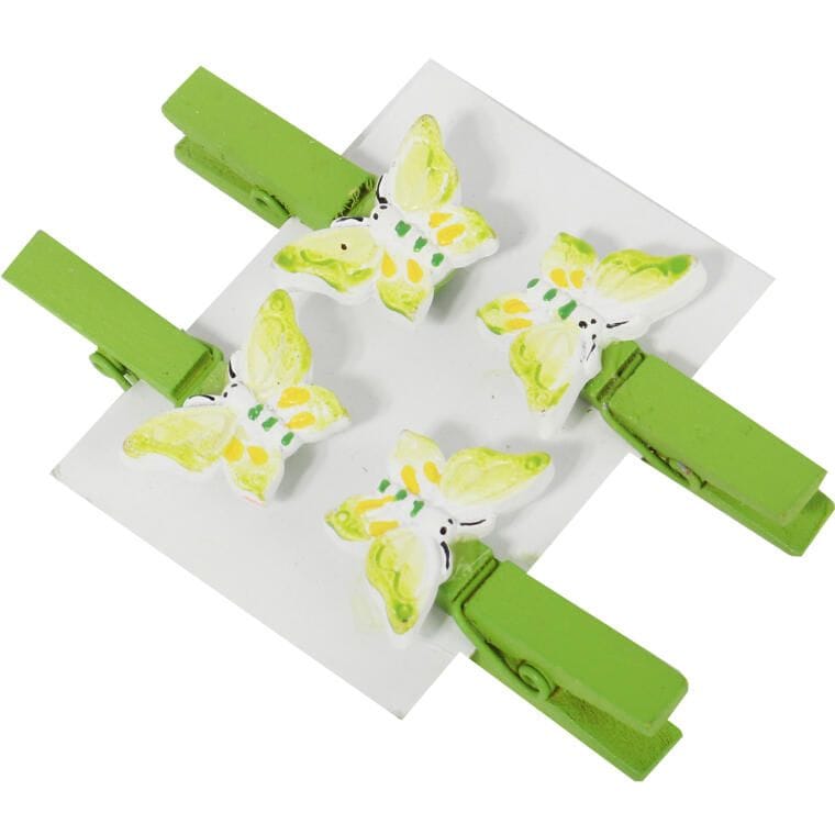 Butterflies wooden clips 4pcs 4cm Easter spring