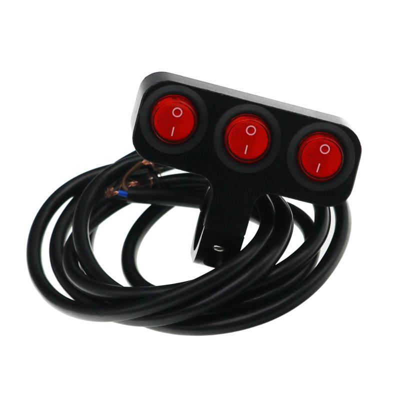 LMoDri переключатель мотоцикла, ремонтные детали, алюминиевый сплав, три кнопки, красные светодиодные водонепроницаемые фары для мотоцикла, прожекторы