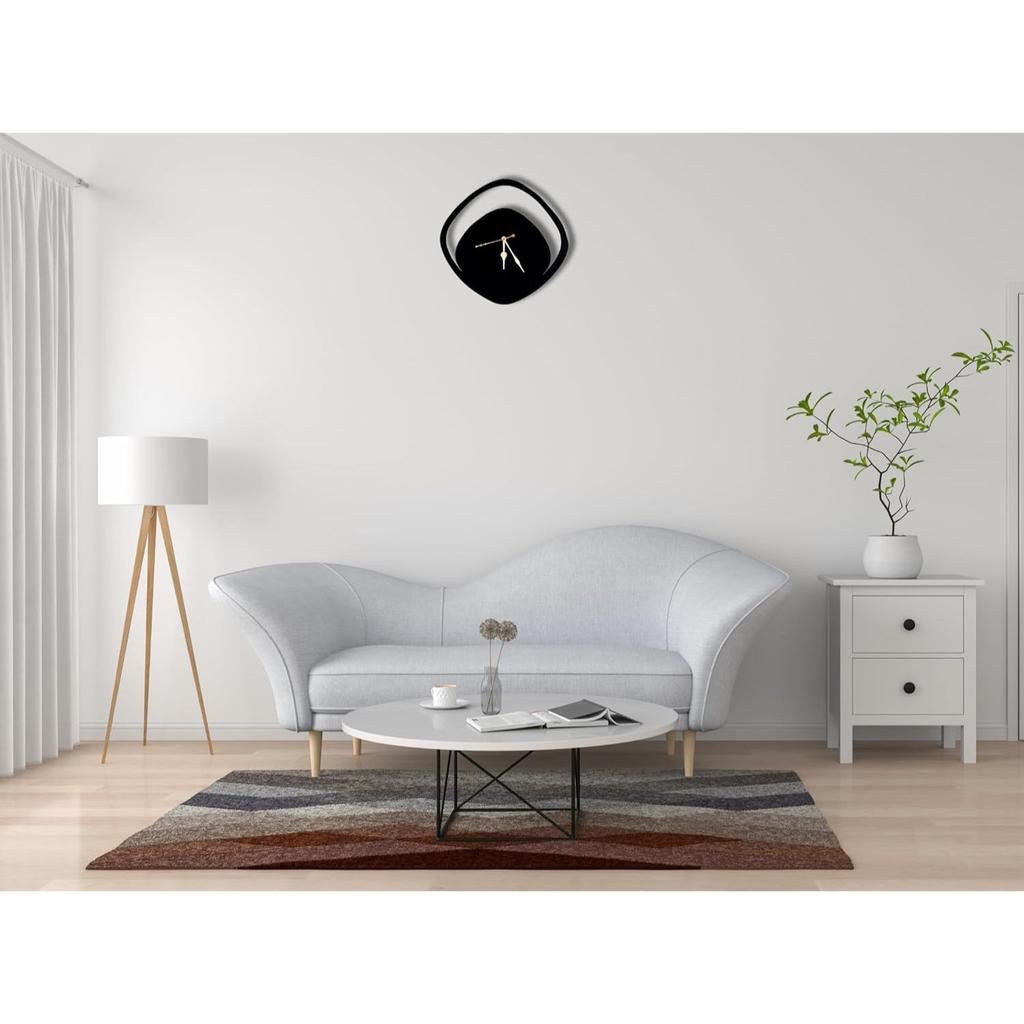 Настенные часы для дома, офиса, гостиной, спальни, детской комнаты и кухни | Большой размер, стильный, новейший домашний декор | (33 X 33 СМ) | Черный цвет (Включенная батарея)