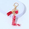 Red A-Z Alphabet Initial Letter Keychain Cute Heart Tassel Resin Charms Keyrings Handbag Charms Car Pendant Trinkets Women Gifts