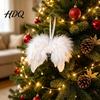 Festive Home Decor 10Pcs White Feather Angel Wings Ornament for Christmas Tree Decoration Soft Fluffy Hanging Decorations Pendant with Lanyard
