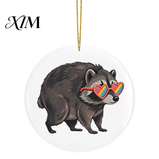 Durable Bag Decoration Cute Acrylic Raccoon Pendant, 2D Flat Forest Animal Charm, Double Keychain Sided Hanging Accessory, Gifts for Lovers,