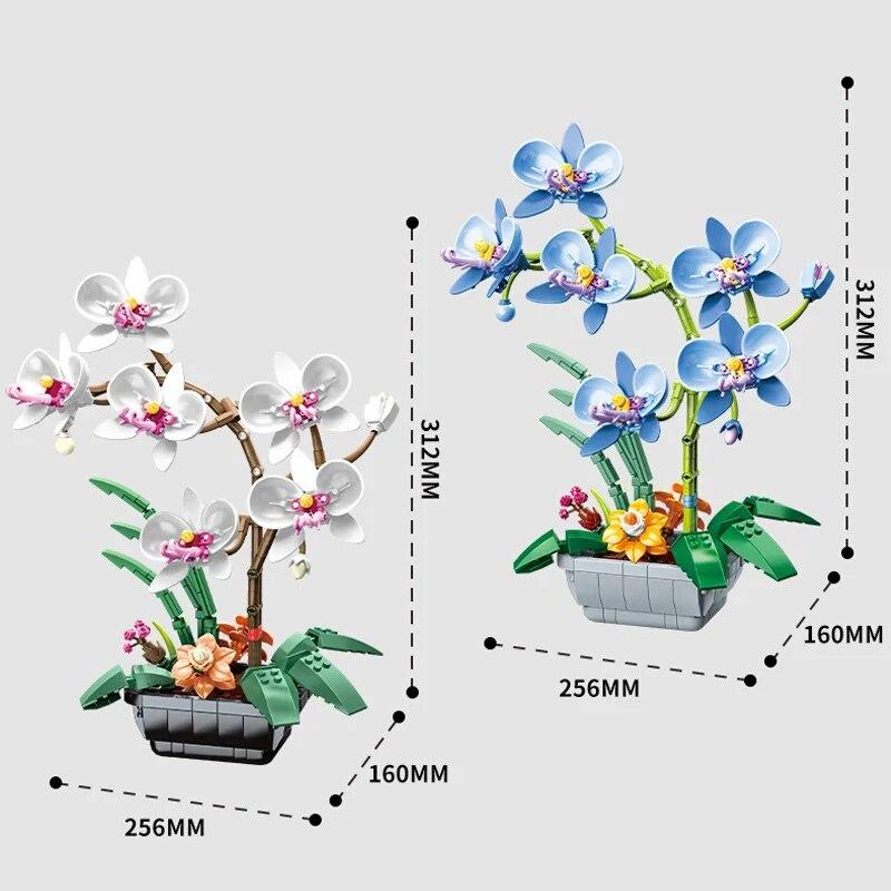 Креативная бабочка, орхидея, фаленопсис, модель в горшке, строительные блоки 10311 MOC, цветы, растения, бонсай, кирпичи, игрушки, подарок на день Святого Валентина