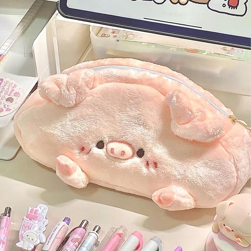 Розовый поросенок плюшевый пенал канцелярская сумка милый школьный пенал для хранения косметики коробка школьные принадлежности обратно в школу
