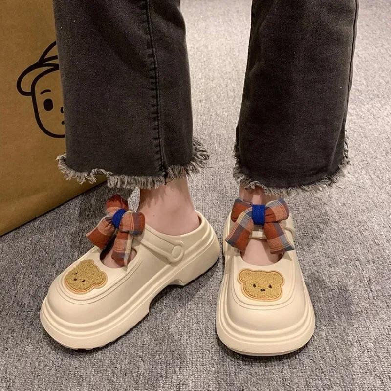 Нескользящие туфли на высоком каблуке с повышенным износом. Туфли с дырочками. Пляжные сандалии. Домашняя обувь. Новые тапочки на толстой подошве. Женские Sandalias Mujer.